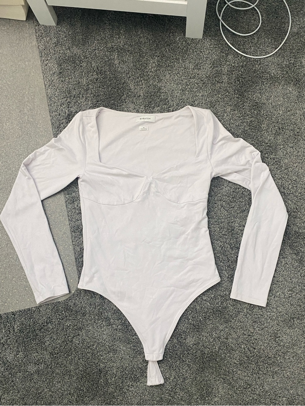 Babaton Lilac Square Neck Long Sleeve Bodysuit